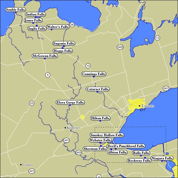 Niagara Escarpment Map Ontario Map Of Niagara Escarpment Waterfalls