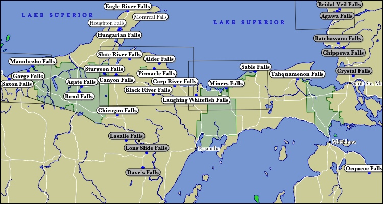 Map Of Michigan Waterfalls 0172