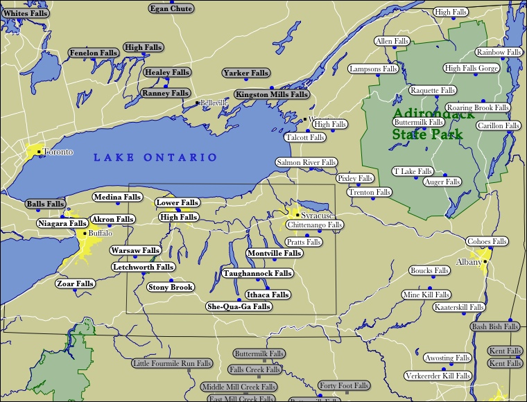 map of new york and canada border Map Of New York Waterfalls map of new york and canada border