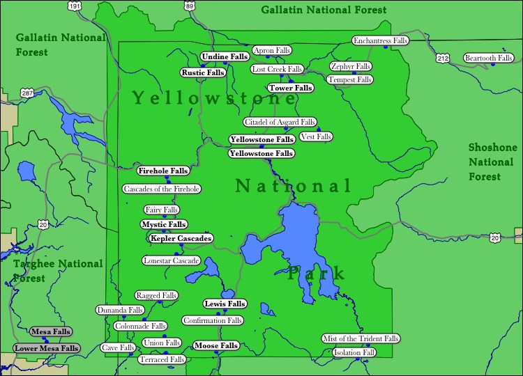 Map Of Yellowstone Park. Yellowstone National Park is